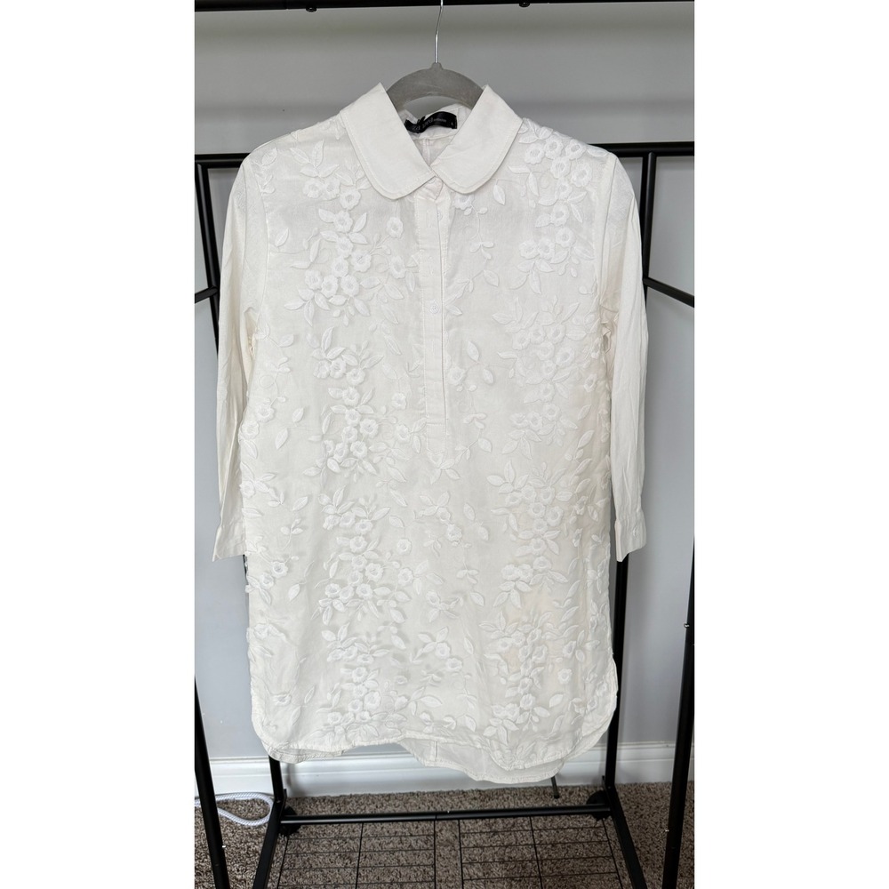 ZANZEA NWT Embroidered Floral Cotton Mini Shirtdress Tunic Women's L
